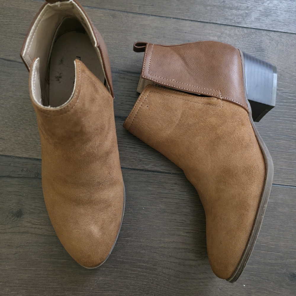 Western Maurices Tan‎ Suede Ankle Women Boots Cowboy Cowgirl